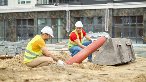 two-men-crouched-near-pipe-construction-site